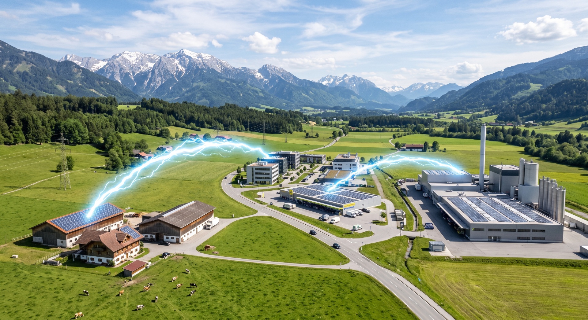 Peer-to-Peer Energiehandel in Österreich: Landwirtschaft, Gewerbe und Industrie teilen lokal erzeugten Solarstrom